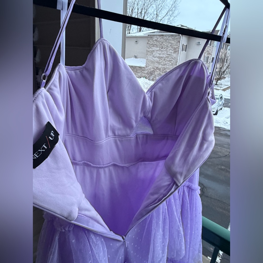 🆕 NEXT/UP Lavender Swiss Dot Tiered Tulle Maxi Dress Size 11/12 Prom Formal Gown - Picture 10 of 16